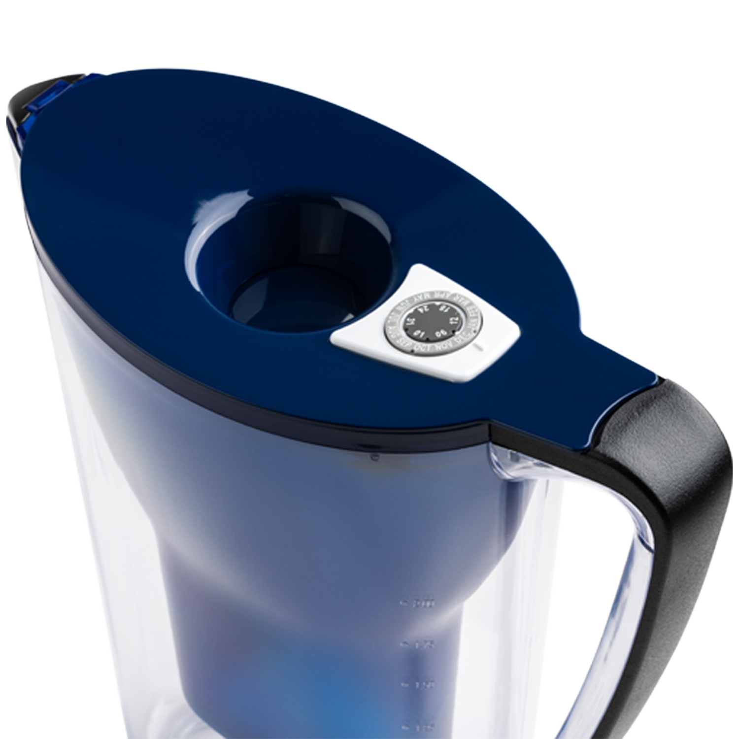 Blue BWT AQUAlizer water filter pitcher with automatic fill lid