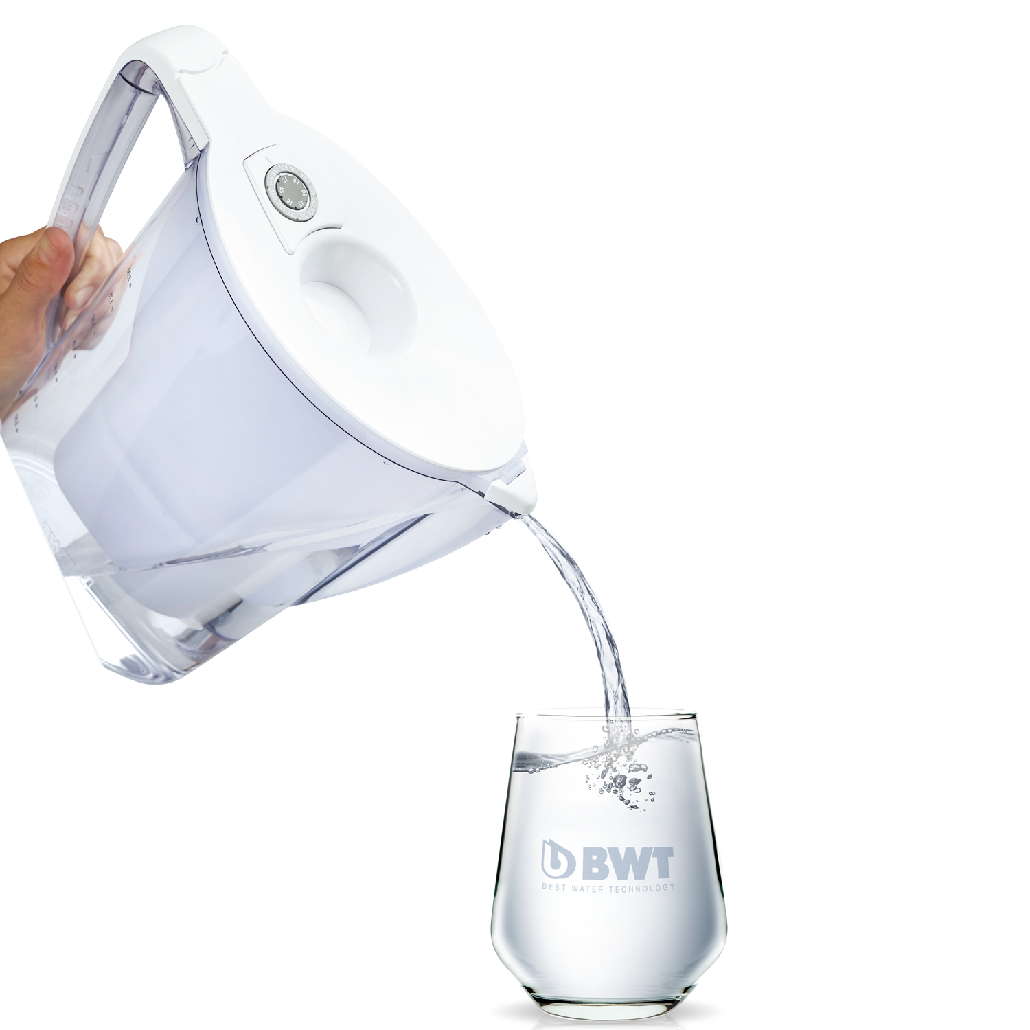 BWT magnesium water filtration pitcher with replaceable mineralizing filter cartridge