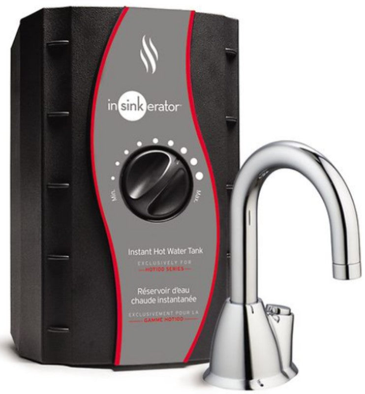 Copia del dispensador de agua caliente instantáneo con botón pulsador InSinkErator HOT100SN-SS (níquel satinado)