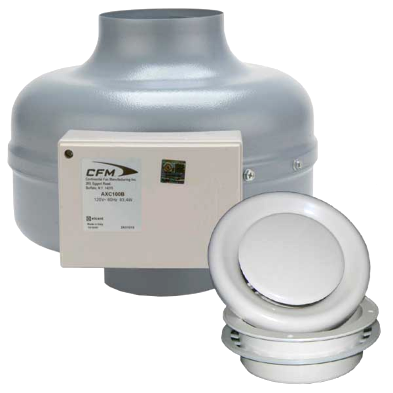 CFM RG150-ES AXC 6" Centrifugal In-Line Bathroom Fan Kit w/ Adjustable Grille 235 CFM