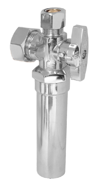 BMI 31259 1/2"EXP x 3/8"OD Angle Stop - Chrome Plated Valve - Hammer Arrester - 1/4 Turn - Lead Free