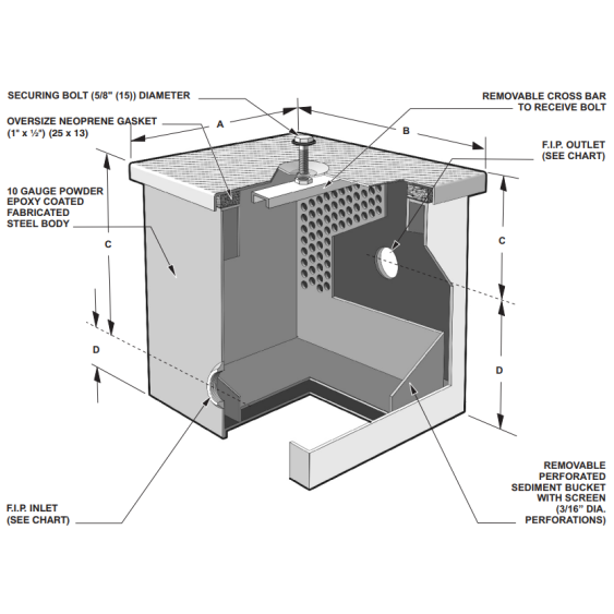 MIFAB MI-SOLID-L Interceptor de sólidos de acero fabricado de gran capacidad