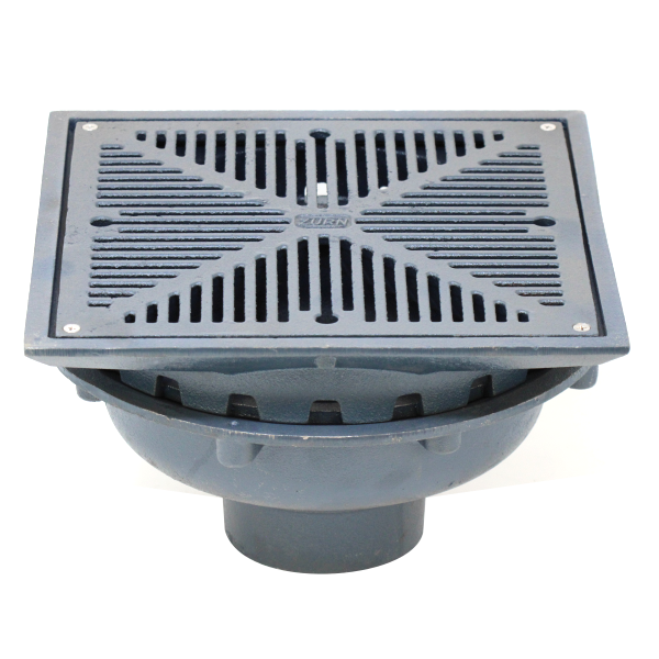 Zurn Z154 12" Square Top Promenade Deck Drain with Heel-Proof Grate and Rotatable Frame IMG 1