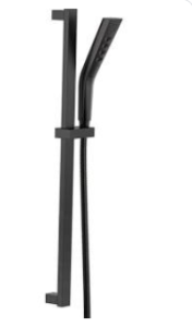 Delta 51799-Bl Matte Black : H2Okinetic 3-Setting Slide Bar Hand Shower