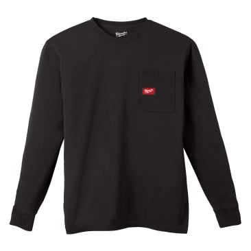 MILWAUKEE 606B-L LRG HEAVY DUTY POCKET LONG SLEEVE T-SHIRT BLACK