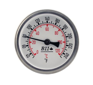 Boshart TW25-CB2-250-SS25 THERMOMETER 2-1/2" DIAL 1/2" BACK OUTLET C/W 304SS THERMOWELL