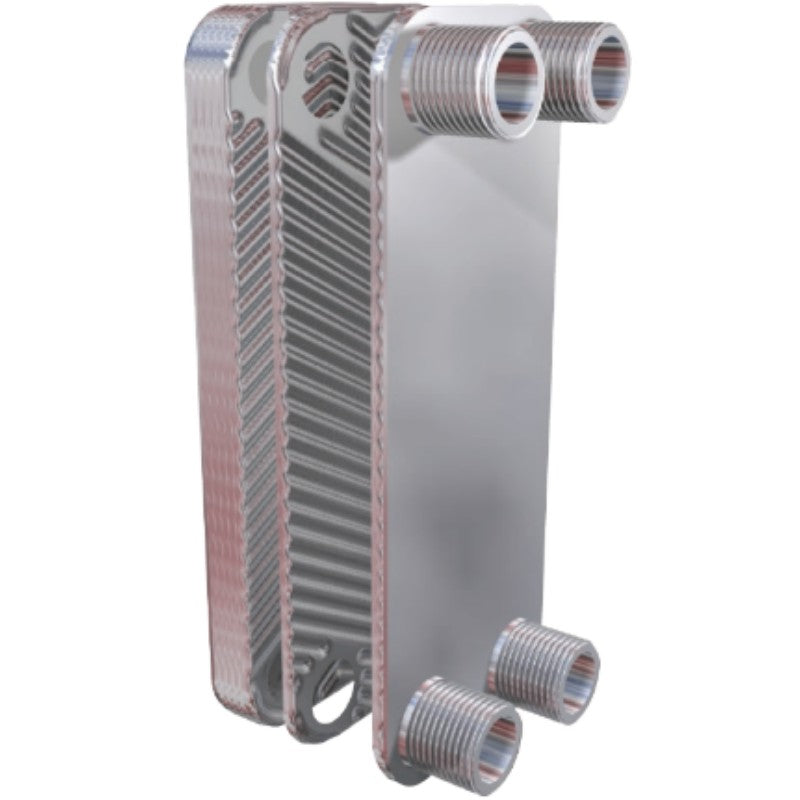 Intercambiador de calor de placas soldadas AIC LA14-10X de pared simple (conexión MIP 3/4) 