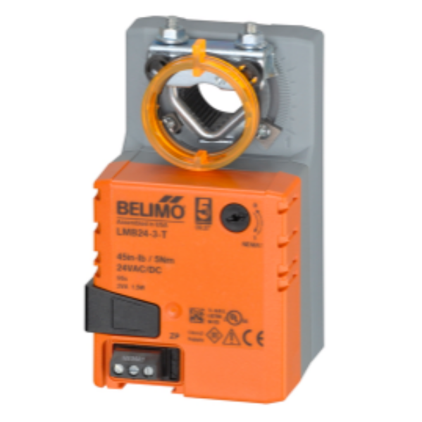 Belimo LMB24-3-T Damper Actuator, 45 in-lb [5 Nm], Non Fail-Safe, AC/DC 24 V, On/Off, Floating Point, Terminals