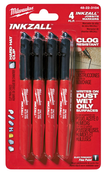 MILWAUKEE 48-22-3104 FINE POINT MARKERS BLACK 4PK