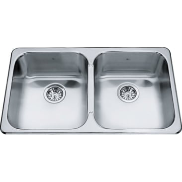 Kindred KIL RDU1831-7 20GA DBL BOWL UNDERMOUNT SINK SATIN-MIRROR