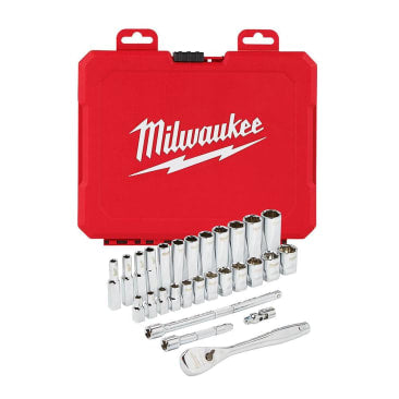 MILWAUKEE 48-22-9504 1/4 DRIVE 28PC RAT/SOCKET SET - METRIC