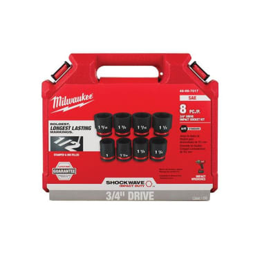 MILWAUKEE 49-66-7017 8PCSHOCKWAVE 3/4DRV SAE STD SCKT SET