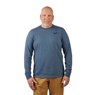 MILWAUKEE 604BL-L XL HYBRID LONG SLEEVE WORK T-SHIRT BLUE