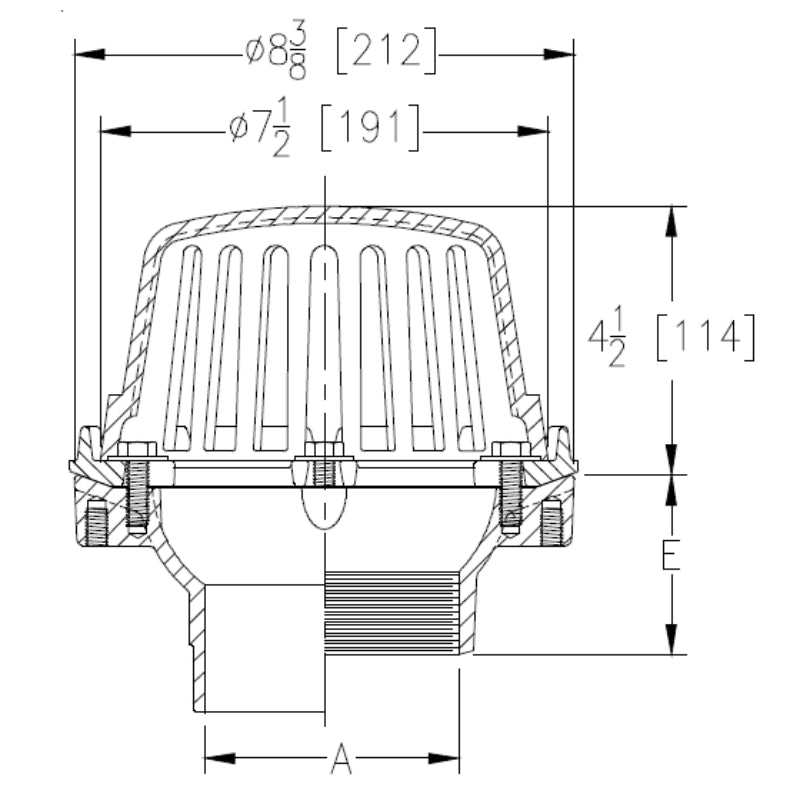 Zurn Z125 8" Diameter Roof Drain with Low Silhouette Dome IMG 2