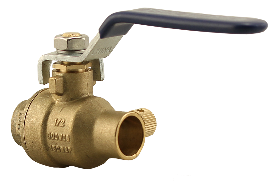 Boshart 082WDC-05NL 12BVCWD 1/2" CXC BALL VALVE W/DRAIN - 600PSI WOG