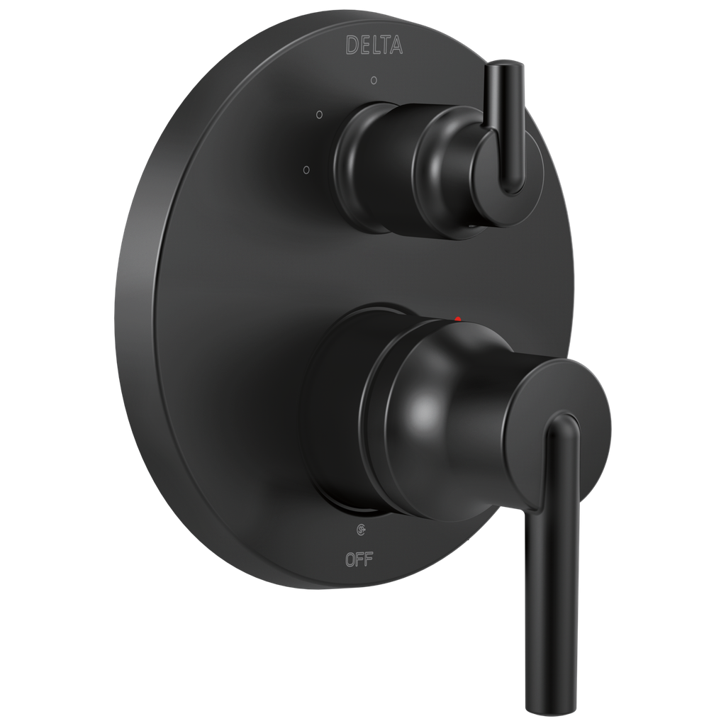 Delta T24859-Bl Matte Black Trinsic: Contemporary Monitor 14 Series Valve Trim With 3-Setting Integrated Diverter None Two Handle Lever