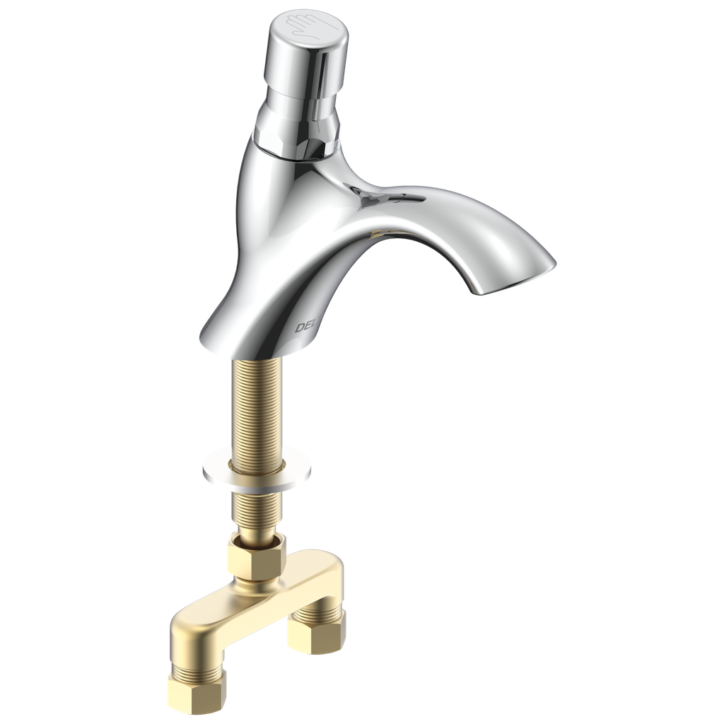 Delta 87T110 Teck Chrome Push Button Metering Faucet With Mixing Tee