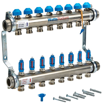 WATTS 81005358 D3813208SS 1-1/2 HIGH-FLOW MANIFOLD WITH 8 LOOPS