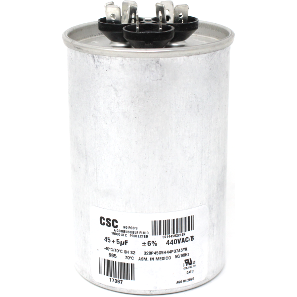 Luxaire 02425120700 Round Start Capacitor, 45/5MFD, 440V