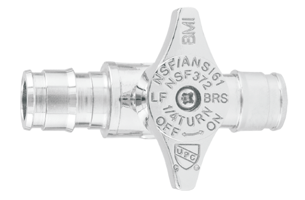 BMI 09104 1/2"EXP x 1/2"EXP Straight Stop - Chrome Plated Valve - 1/4 Turn - Lead Free (Package Quantities)