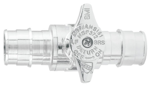BMI 09105 3/4"EXP x 3/4"EXP Straight Stop - Chrome Plated Valve - 1/4 Turn - Lead Free 