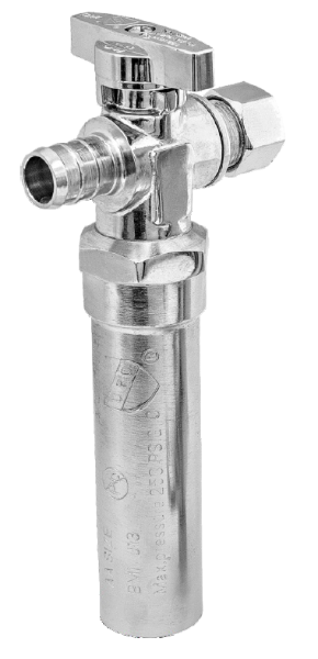 BMI 31248 1/2"PEX x 3/8"OD Straight Stop - Chrome Plated Valve - Hammer Arrester - 1/4 Turn - Lead Free (Package Quantities)