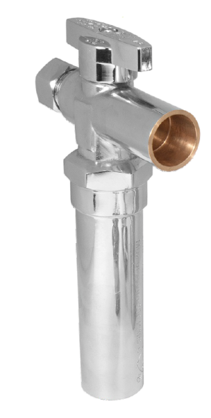 BMI 31314 1/2"C x 3/8"OD Straight Stop - Chrome Plated Valve - Hammer Arrester - 1/4 Turn - Lead Free (Package Quantities)