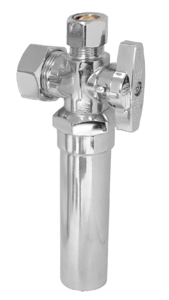 BMI 31259 1/2"EXP x 3/8"OD Angle Stop - Chrome Plated Valve - Hammer Arrester - 1/4 Turn - Lead Free 