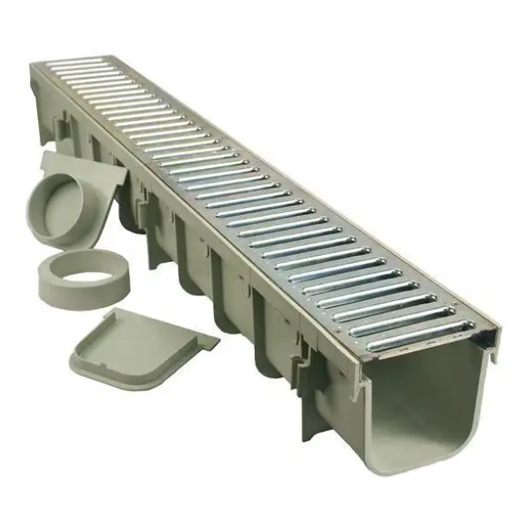 NDS 864GMTL 5" Wide Pro Series Channel Trench Drain Kit with Galvanized Metal Grate