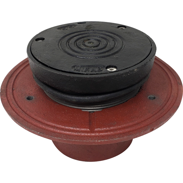 MIFAB C1100-XR-4 Floor Cleanout with Heavy-Duty 5" Round Ductile Iron Adjustable Cover and Plug, 2" 3" 4" No-Hub Connection