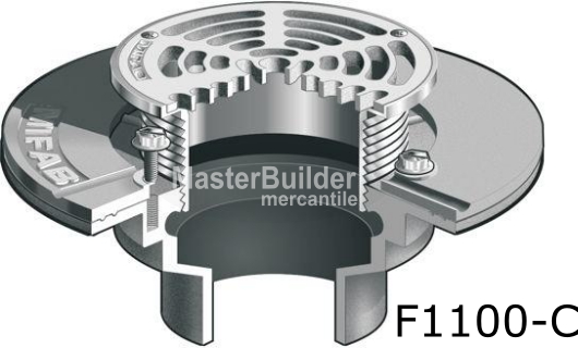 Mifab F1100 / F1100-C Floor Drain w/ Round Nickel Bronze Adjustable Strainer