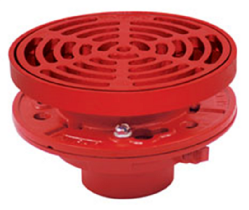MIFAB F1320-C Floor Drain with 9" Round Adjustable Tractor Grate, Membrane Clamp, 2" 3" 4" No-Hub