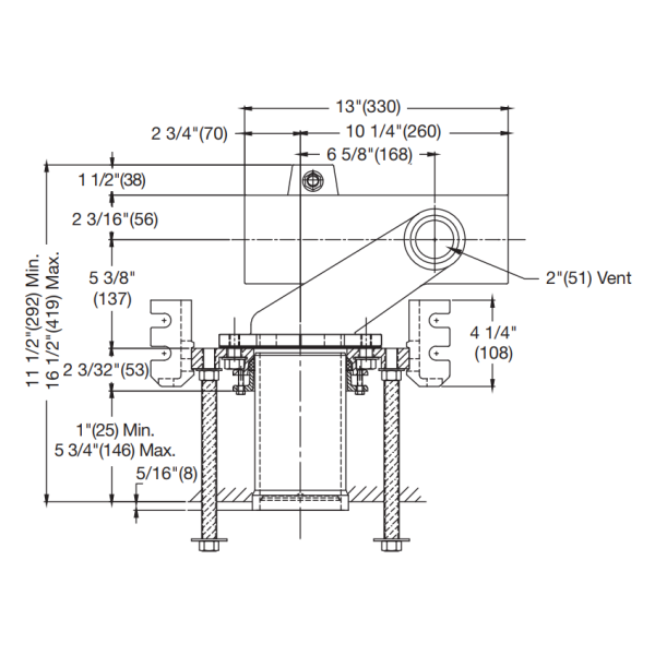WATTS ISCA-101-L/R Industry Standard Single Horizontal Adjustable Water Closet Carrier