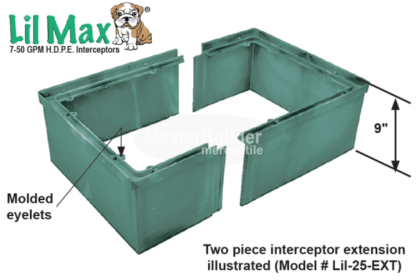 Mifab Lil-20-EXT | Lil-25-EXT HDPE 9" Interceptor Extension Kit, For Lil-20 and Lil-25 Series