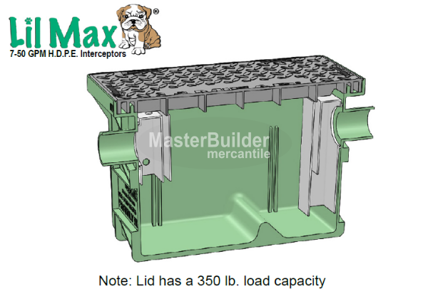 Mifab MI-G-2-PL Lil-Max 10 GPM 20 Lbs. Capacity HDPE Grease Interceptor