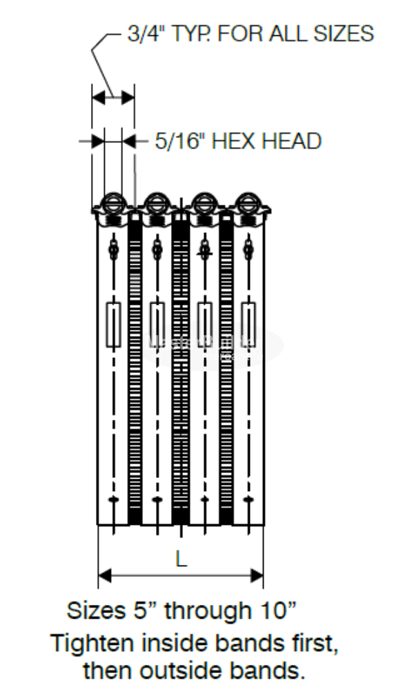 MIFAB MI-HUB-42 4" x 2" Regular Shielded No-Hub Cast Iron Pipe Couplings