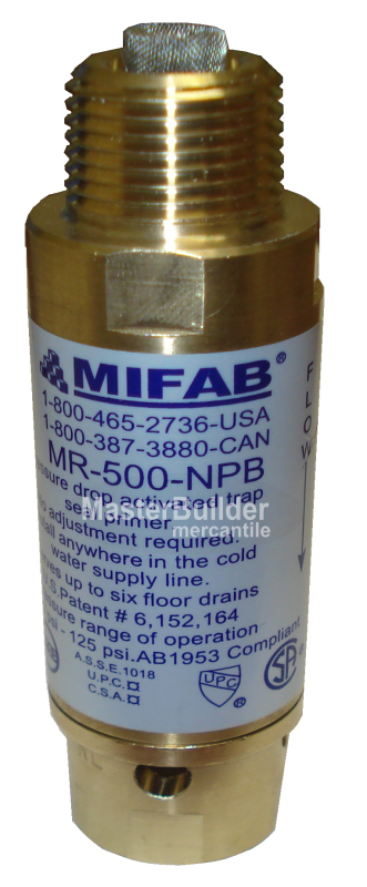 MIFAB MR-500-NPB Pressure Drop Activated Trap Seal Primer Serving Up To 6 Drains With A Water Output of 1/2oz