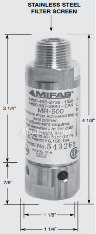 MIFAB MR-500-NPB Pressure Drop Activated Trap Seal Primer Serving Up T