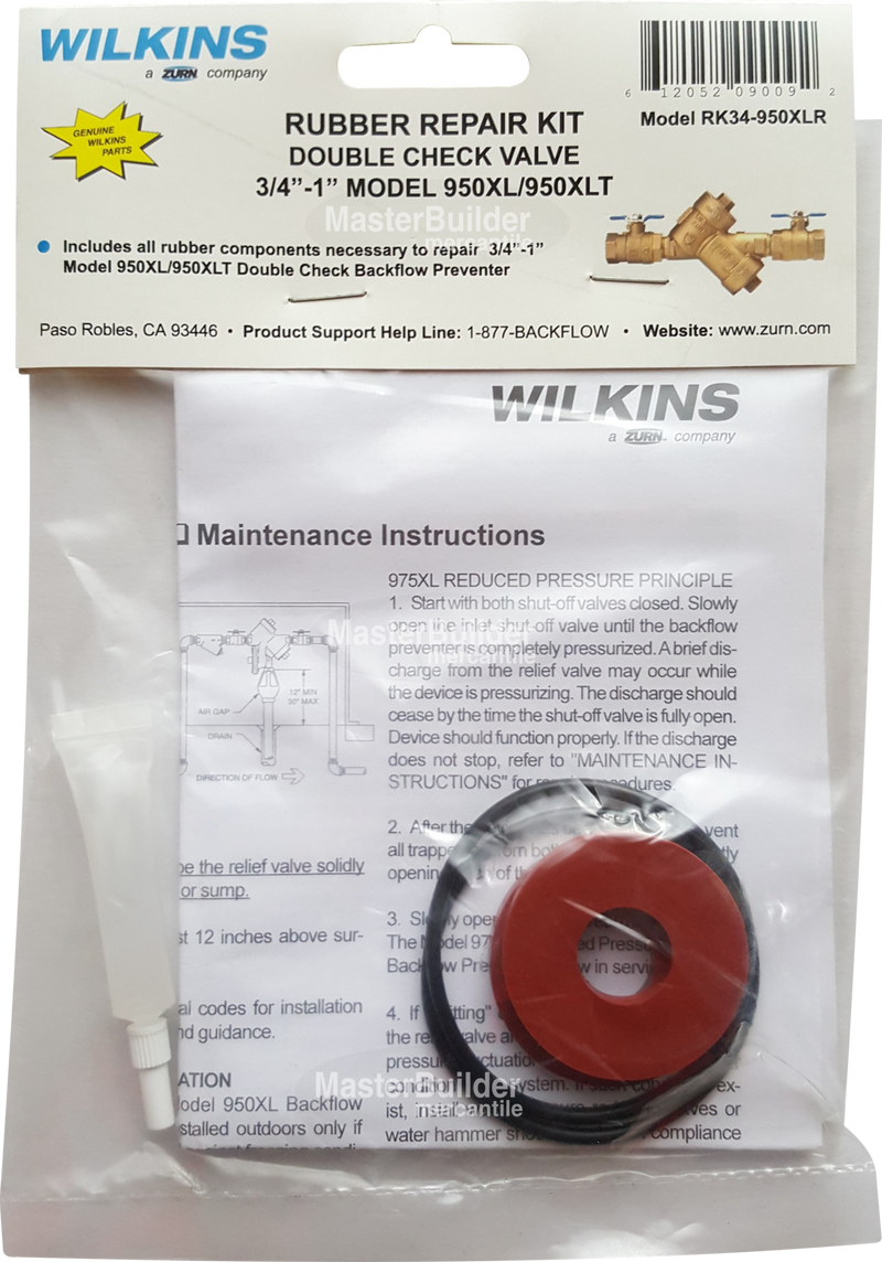 Zurn Wilkins RK34-950XLR Rubber Repair Kit