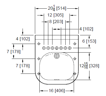 Zurn Z5328 20" x 23" Wall Hung Lavatory w/ 8" Center Faucet Holes
