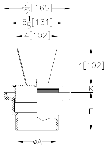 Zurn ZN211-5BE-P Non-Membrane Funnel Floor Drain w/ Medium Duty Round Nickel Bronze Strainer and 4" Round Funnel