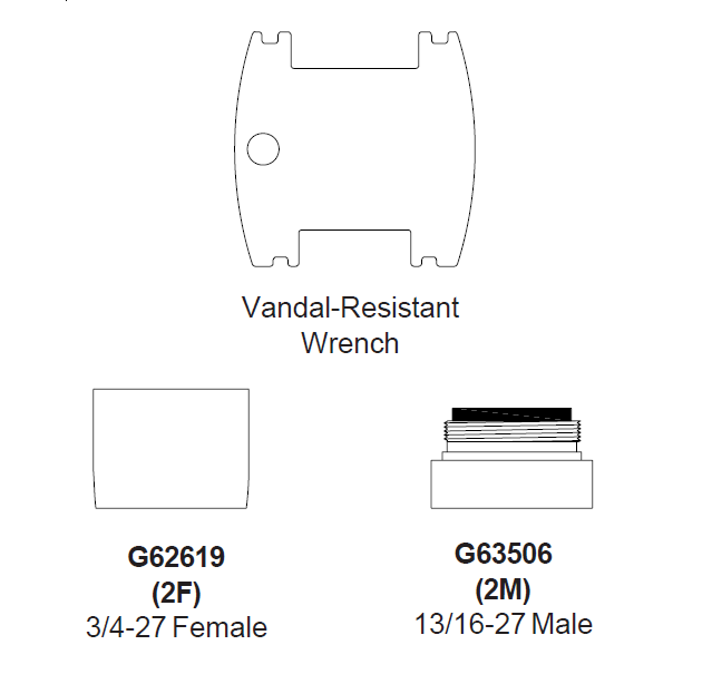 Zurn G62619 (2F) 2.2 GPM Pressure Compensating Vandal-Resistant Aerator Female