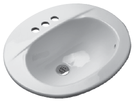 Zurn Z5134 20" x 17" Countertop Drop-In Lavatory with 4" Center Faucet Holes, Canadian ADA Depth
