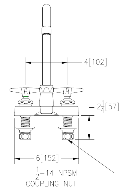Zurn Z812A2-XL-P Lead-Free 4" Centerset Faucet with 3-1/2" Gooseneck, Four Arm Handles and Pop-Up Drain