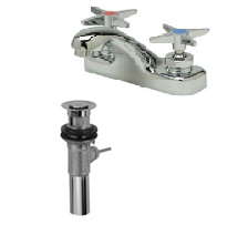 Zurn Z81102-XL-P Lead-Free 4" Centerset Faucet with Four Arm Handles and Pop-Up Drain