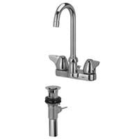Zurn Z812A3-XL-P Lead-Free 4" Centerset Faucet with 3-1/2" Gooseneck, Dome Lever Handles and Pop-Up Drain