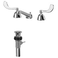 Zurn Z831R4-XL-P Lead-Free Widespread Faucet with 5" Cast Spout, 4" Wrist Blade Handles and Pop-Up Drain