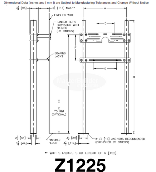 Zurn Z1225 Wall Fixture Carrier: Water Coolers and Drinking Fountains