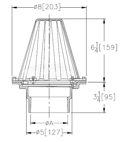 Zurn Z130 8" Diameter Cast Iron Roof Drain w/ Poly or Aluminum Dome