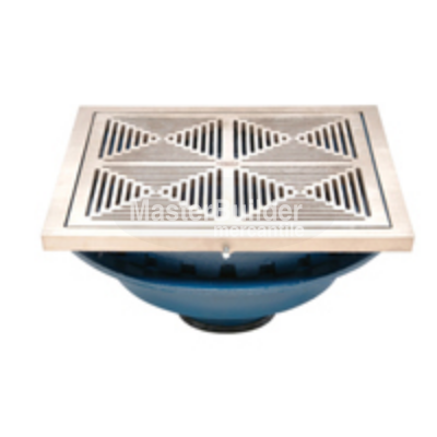 Zurn Z150-DT 14" Square Top Promenade Deck Drain with Decorative Heel-Proof Grate and Rotatable Frame